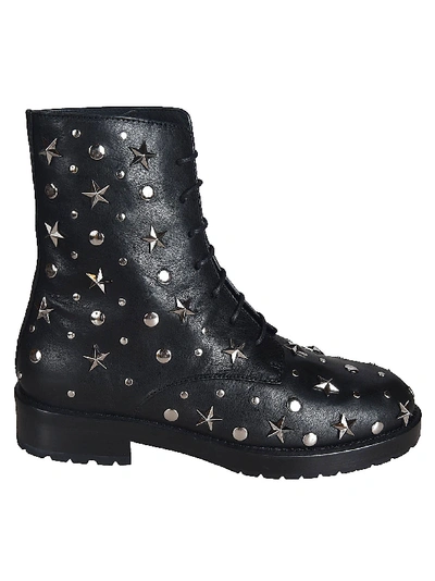 Shop Red Valentino Embellished Combat Boots In No Black