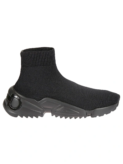 Shop Ferragamo Raquel Sock Sneakers In Grey/black