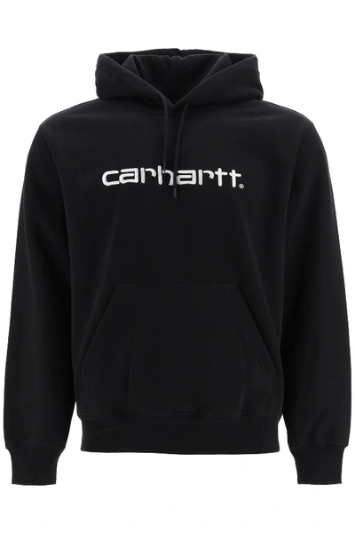 Shop Carhartt Hoodie With Logo Embroidery In Black White (black)