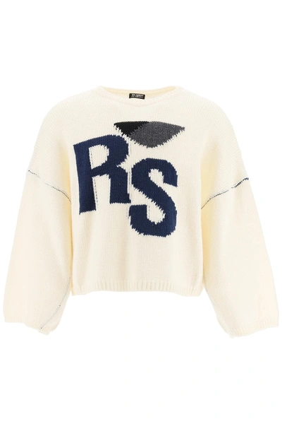 Shop Raf Simons Rs Intarsia Sweater In Ecru (white)