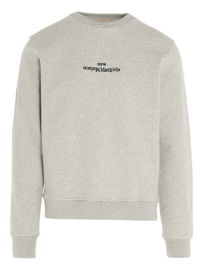 Shop Maison Margiela Logo Upside-down Sweatshirt In Grey