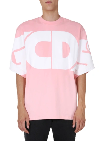 Shop Gcds Crew Neck T-shirt In Rosa