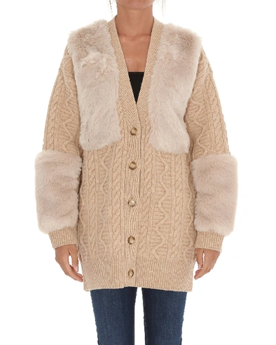 Shop Stella Mccartney Fur Free Fur Cardigan In Beige