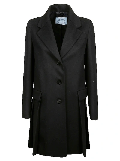 Shop Prada Single-breasted Long Coat In Black