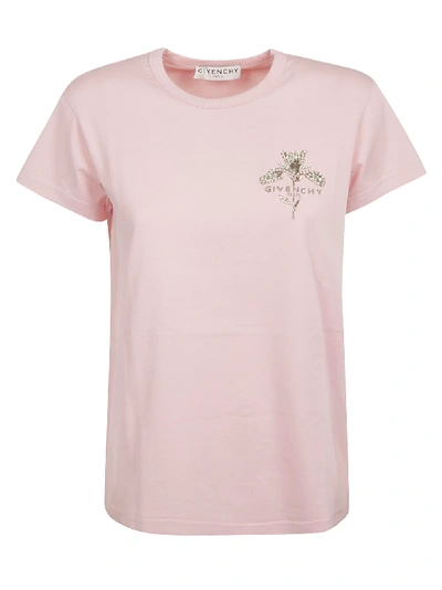 Shop Givenchy Chest Logo Embellished T-shirt In Light Pink