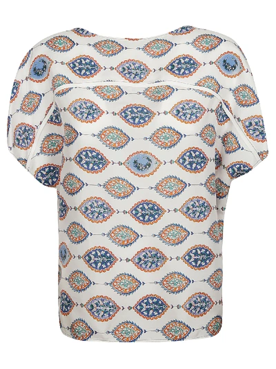 Shop Chloé Round Neck Printed Top In White/blue