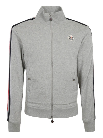 Shop Moncler Logo Patch Zip Jacket In Grey