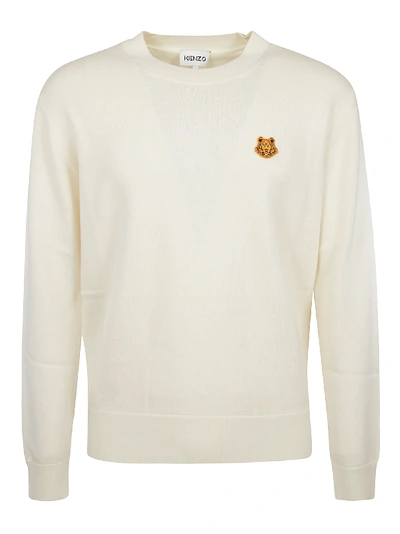 Shop Kenzo Logo Patch Sweater In Ecru