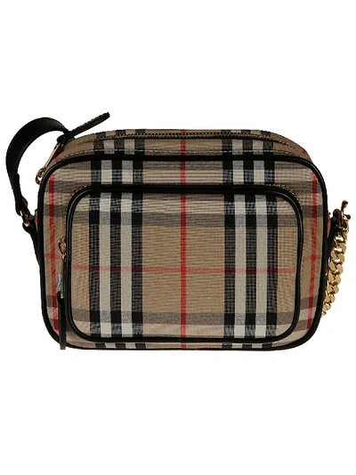 Shop Burberry House Check Camera Bag In Beige