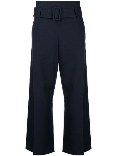 Shop Marni High Waist Cropped Trousers In Blue