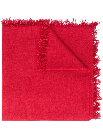 Shop Faliero Sarti Knitted Frayed Scarf In Red