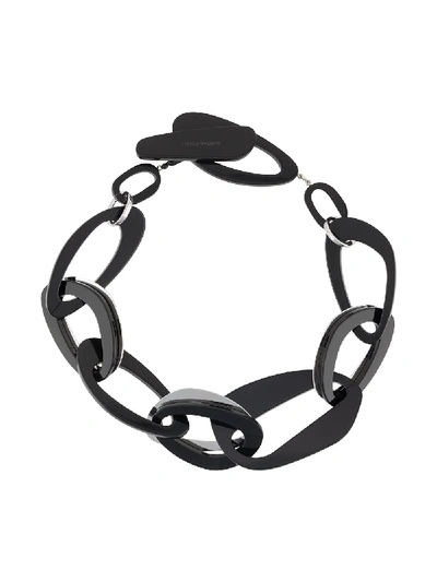 Shop Emporio Armani Oversized Hoop Necklace In Black