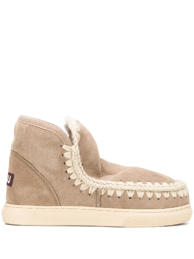 Shop Mou Eskimo Logo Ankle Boots In Grey