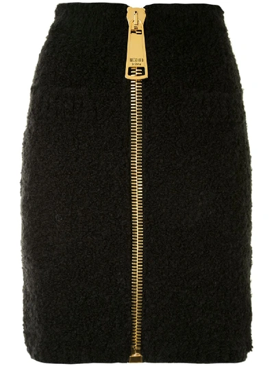 Shop Moschino Oversized Zip Skirt In Black