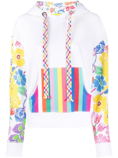 Shop Mira Mikati Rainbow Floral Sleeve Hoodie In White