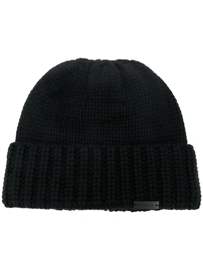 Shop Saint Laurent Cashmere Ribbed Beanie In Black