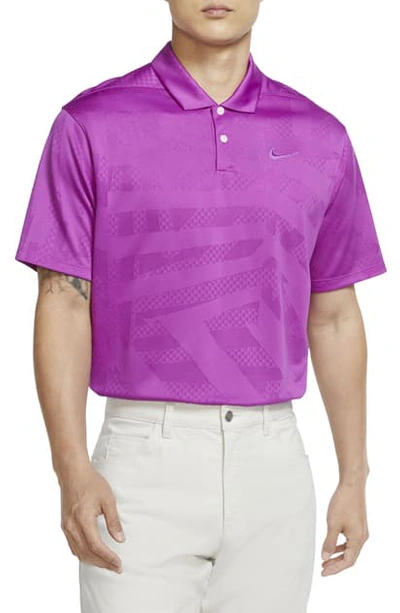 Shop Nike Dri-fit Vapor Jacquard Short Sleeve Golf Polo In Vivid Purple/ Vivid Purple