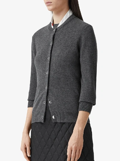 Shop Burberry Cashmere Cardigan In Grey