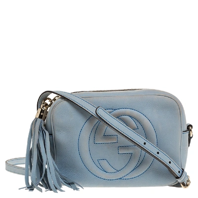 Pre-owned Gucci Light Blue Leather Small Soho Disco Crossbody Bag