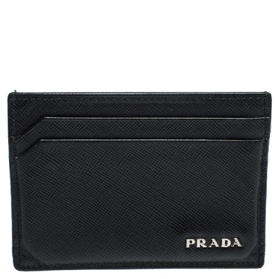 Pre-owned Prada Black Saffiano Leather Card Holder
