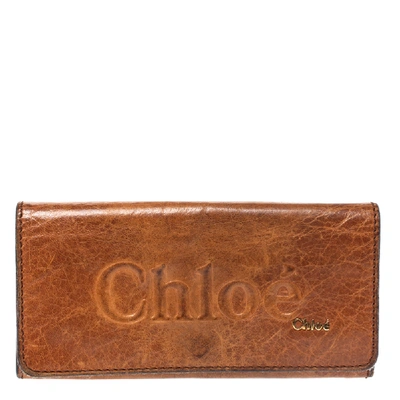 Pre-owned Chloé Tan Leather Continental Wallet