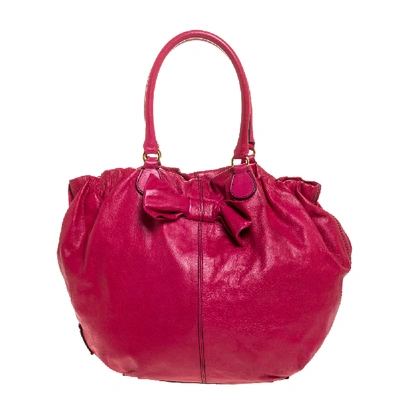 Pre-owned Valentino Garavani Pink Leather Bow Hobo