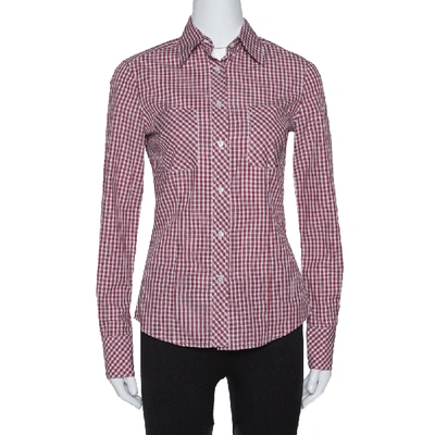 Pre-owned Ch Carolina Herrera Red Checked Cotton Long Sleeve Shirt S