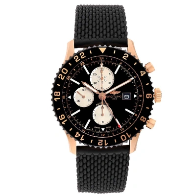 Pre-owned Breitling Black 18k Rose Gold Chronoliner Limited Rb0612 Men's Wristwatch 46 Mm