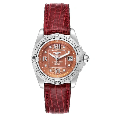 Pre-owned Breitling Bronze Diamonds Stainless Steel Windrider Cockpit A71356 Women's Wristwatch 32 Mm In Brown