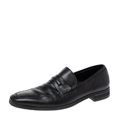 Pre-owned Ermenegildo Zegna Black Leather Penny Loafers Size 44