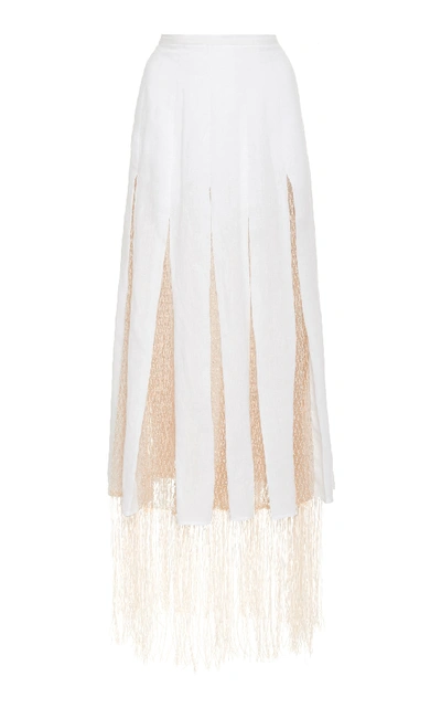 Shop Gabriela Hearst Harmonia Silk-macrame Detailed Maxi Skirt In White