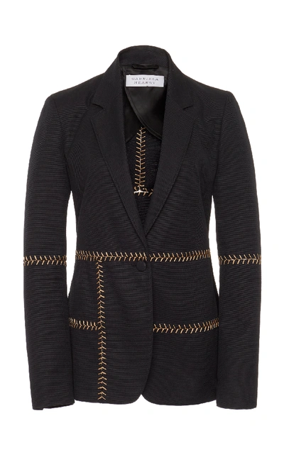 Shop Gabriela Hearst Cadmus Herringbone-stitched Cotton Blazer In Black