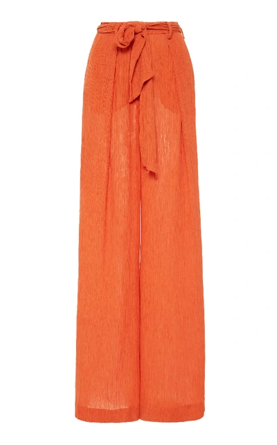 Shop Gabriela Hearst Thomazia Cotton-silk Blend Wide-leg Pants In Orange