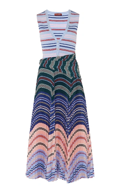 Shop Altuzarra Milkweed Striped Plissé Midi Dress In Blue