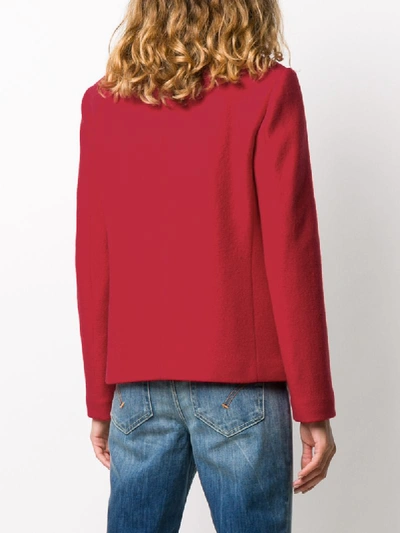 Shop Aspesi Fitted Double-breasted Wool Jacket In Red