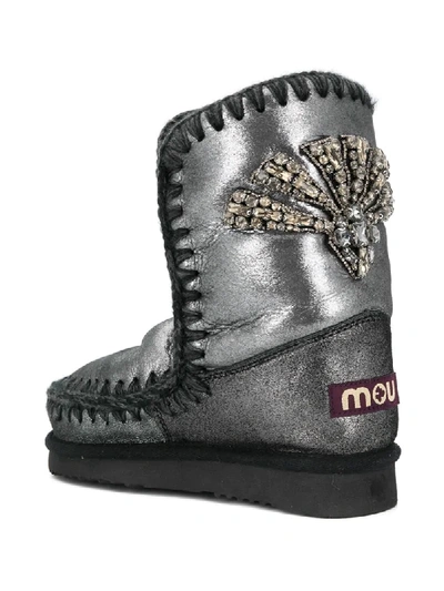 Shop Mou Eskimo 24 Embellished Ankle Boots In Silver