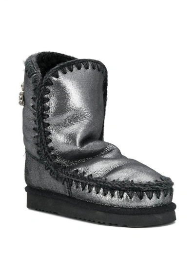 Shop Mou Eskimo 24 Embellished Ankle Boots In Silver