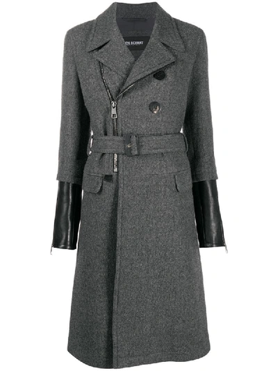 Shop Neil Barrett Contrast-cuff Virgin Wool Coat In Grey