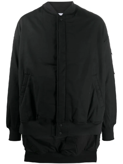 Shop Y-3 Rear Logo Print Bomber Jacket In Black