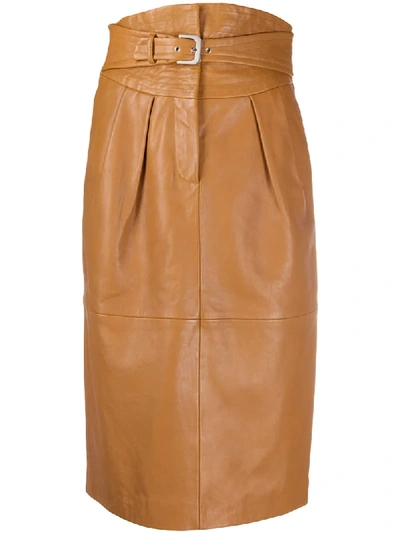 Shop Alberta Ferretti Belted Waist Skirt In Neutrals