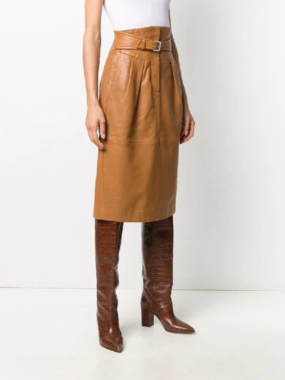 Shop Alberta Ferretti Belted Waist Skirt In Neutrals
