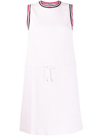 Shop Thom Browne Seersucker Striped Sleeveless Dress In Pink