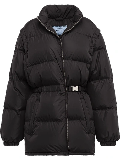 Shop Prada Light Re-nylon Puffer Jacket In Black
