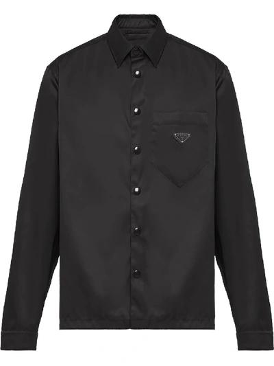 Shop Prada Re-nylon Triangle-logo Shirt In Black