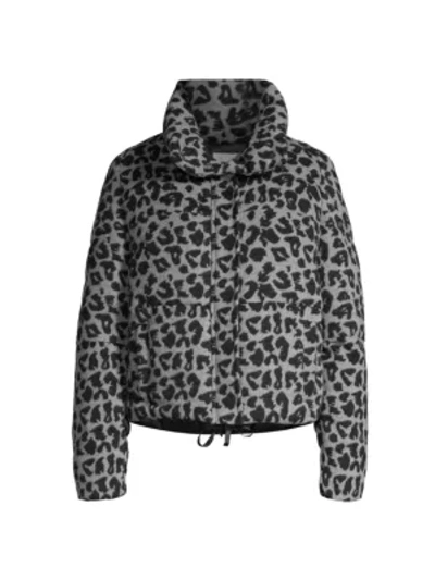 Shop Apparis Chris Leopard-print Puffer Jacket In Noir Ash Grey