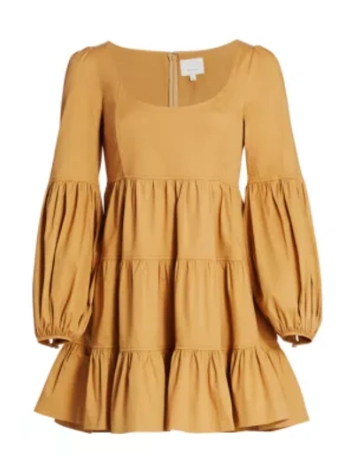 Shop Cinq À Sept Rose Tiered Ruffle Mini Dress In Gold
