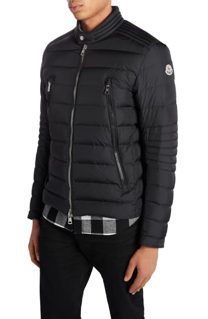 Moncler Breitman Quilted Shell Down Biker Jacket In Black | ModeSens