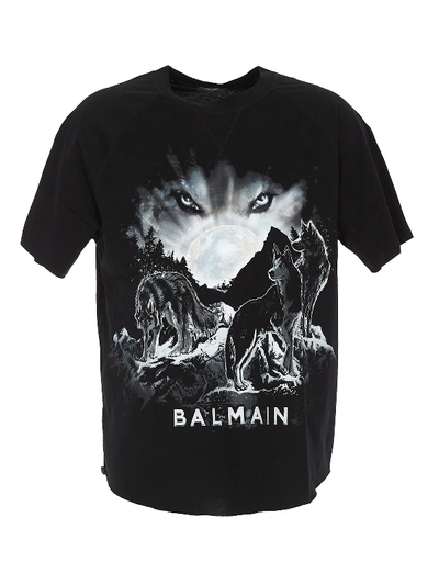 Shop Balmain Wolf T-shirt In Black