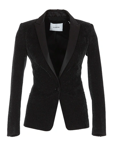 Shop Dondup Ribbed Velvet Blazer In Black