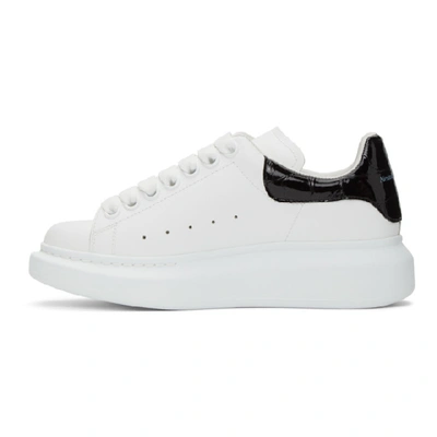 Shop Alexander Mcqueen White & Black Croc Oversized Sneakers In 9061 Wh/blk